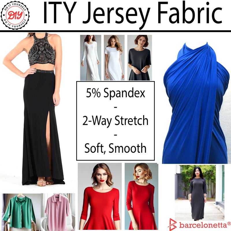 Barcelonetta ITY Fabric | 5 Yards | Jersey Spandex Knit Fabric | Stretchy | Anti-Wrinkle, Breathable | 60" Wide | Apparel, Dress, Top, Skirt (White, 5 Yards) - Image 2
